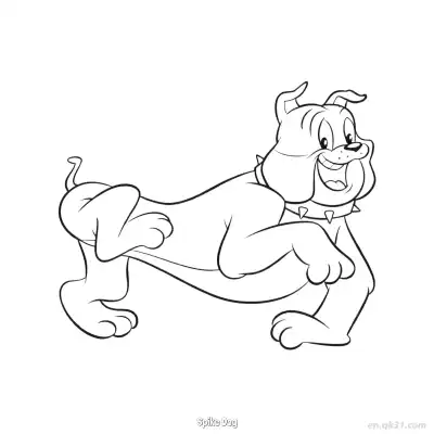 斯派克狗 2简笔画 素描 涂鸦 - 免费可打印猫和老鼠 下载PDF – 免费可打印简笔画涂色画