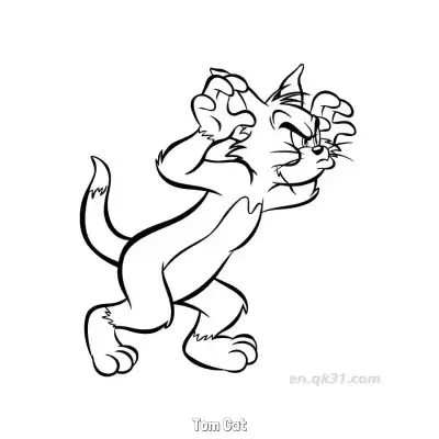 汤姆猫 简笔画 素描 涂鸦 - 免费可打印猫和老鼠 下载PDF – 免费可打印简笔画涂色画