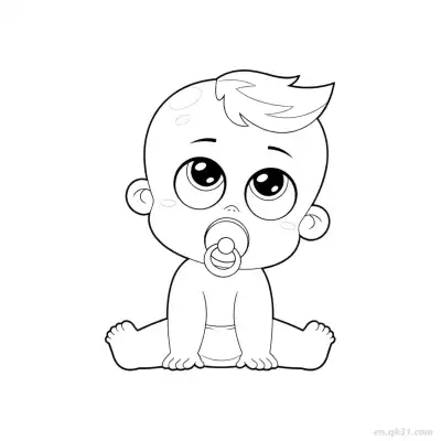 发呆的婴儿 简笔画 素描 涂鸦 - 免费可打印 婴儿简笔画 下载PDF – 免费可打印简笔画涂色画