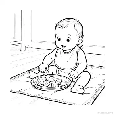 学吃饭的婴儿 11简笔画 素描 涂鸦 - 免费可打印 婴儿简笔画 下载PDF – 免费可打印简笔画涂色画