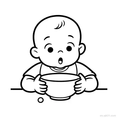 学吃饭的婴儿 13简笔画 素描 涂鸦 - 免费可打印 婴儿简笔画 下载PDF – 免费可打印简笔画涂色画
