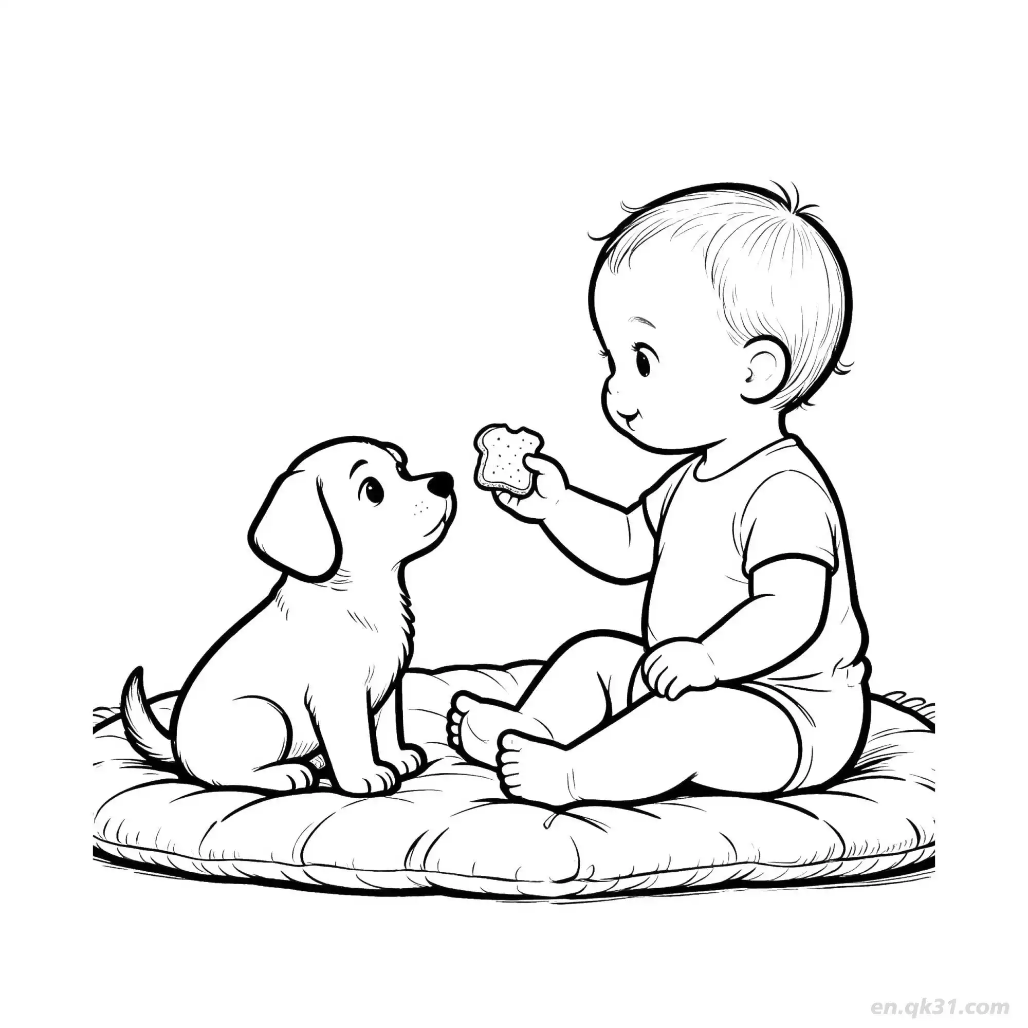 免费 和小狗玩的婴儿 简笔画 素描 涂鸦 - 免费可打印 婴儿简笔画 下载PDF 简笔画涂色页