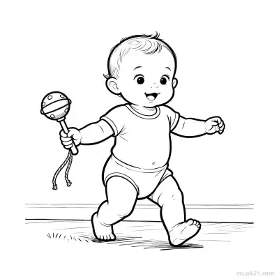 玩玩具的婴儿 9简笔画 素描 涂鸦 - 免费可打印 婴儿简笔画 下载PDF – 免费可打印简笔画涂色画