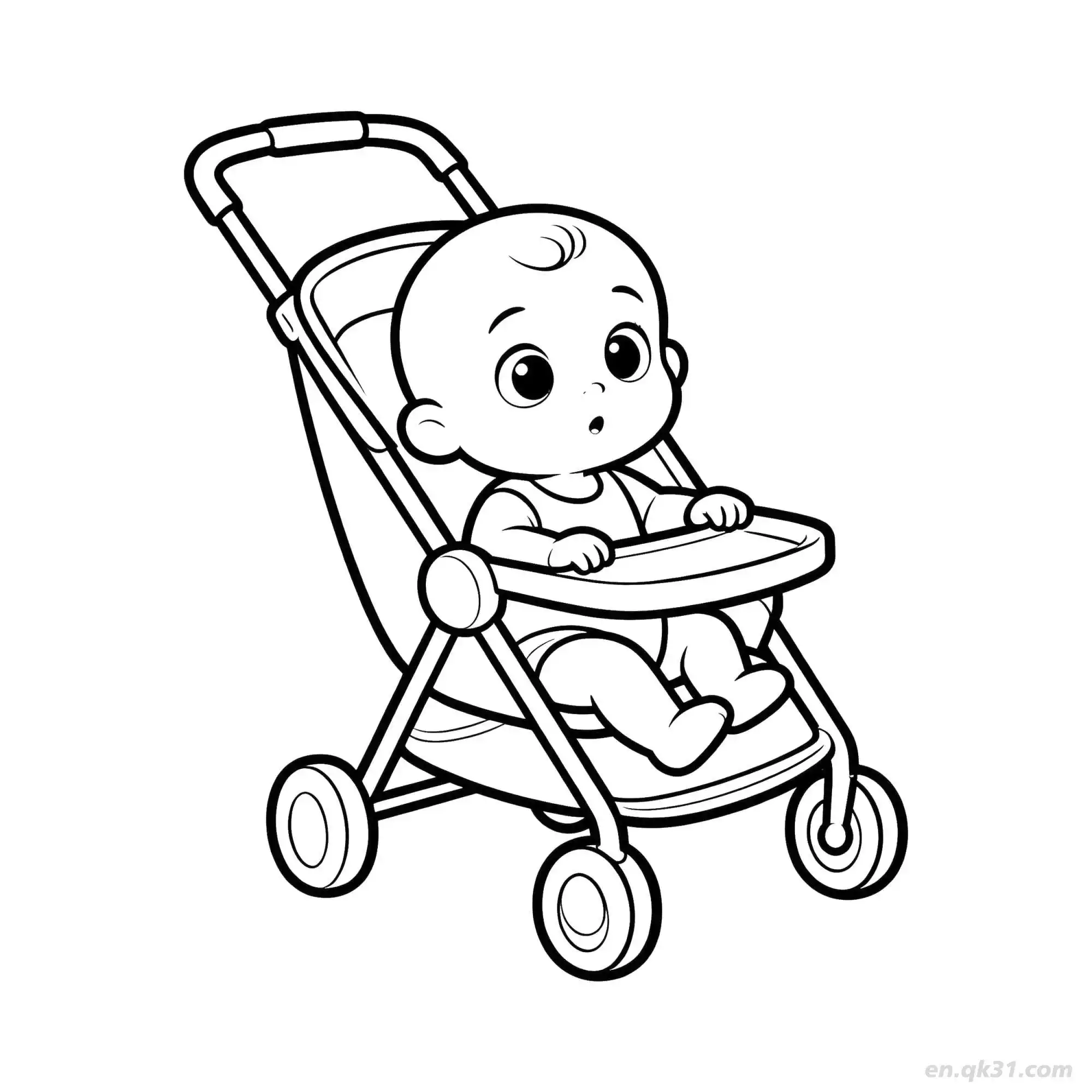婴儿车里的婴儿,婴儿|儿童、素描、简笔画、在线免费图片转素描、简笔画、涂鸦、涂颜色画画、着色画、拼音、字帖、可打印A4涂色图|, image size:2000x2000