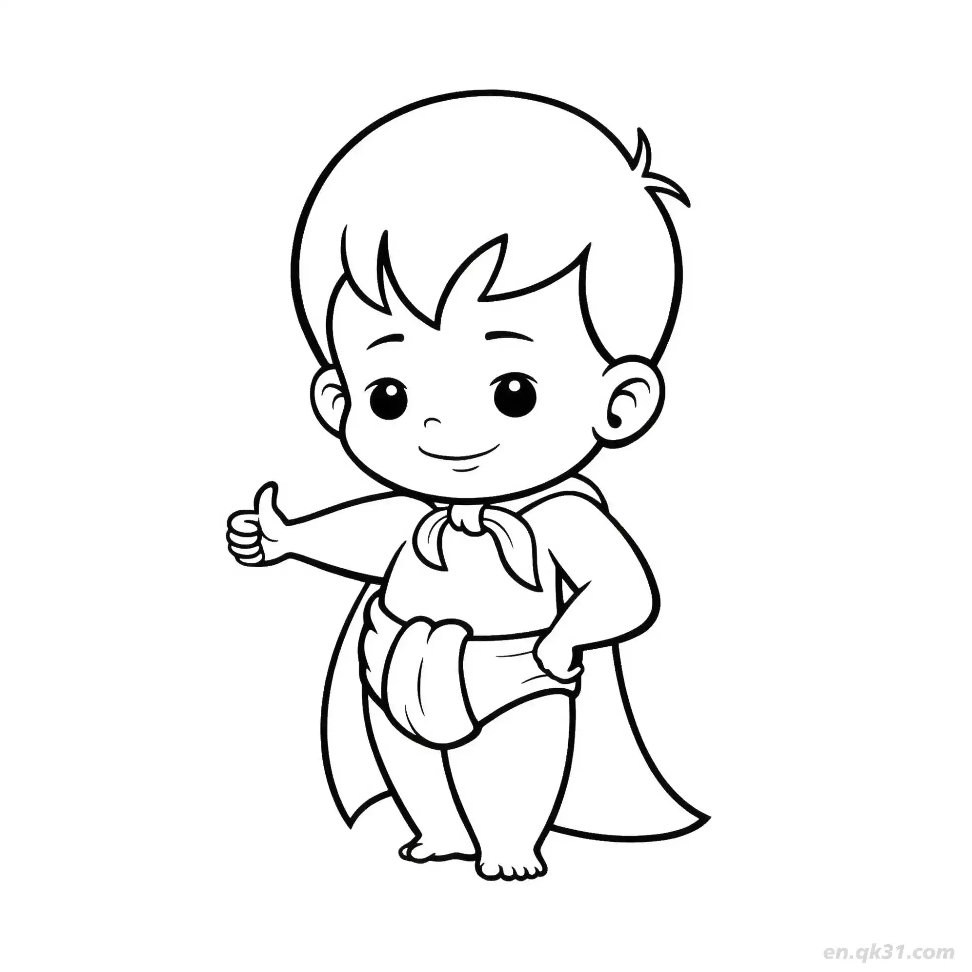 超人婴儿,婴儿|儿童、素描、简笔画、在线免费图片转素描、简笔画、涂鸦、涂颜色画画、着色画、拼音、字帖、可打印A4涂色图| 飞鸭工具, image size:2000x2000