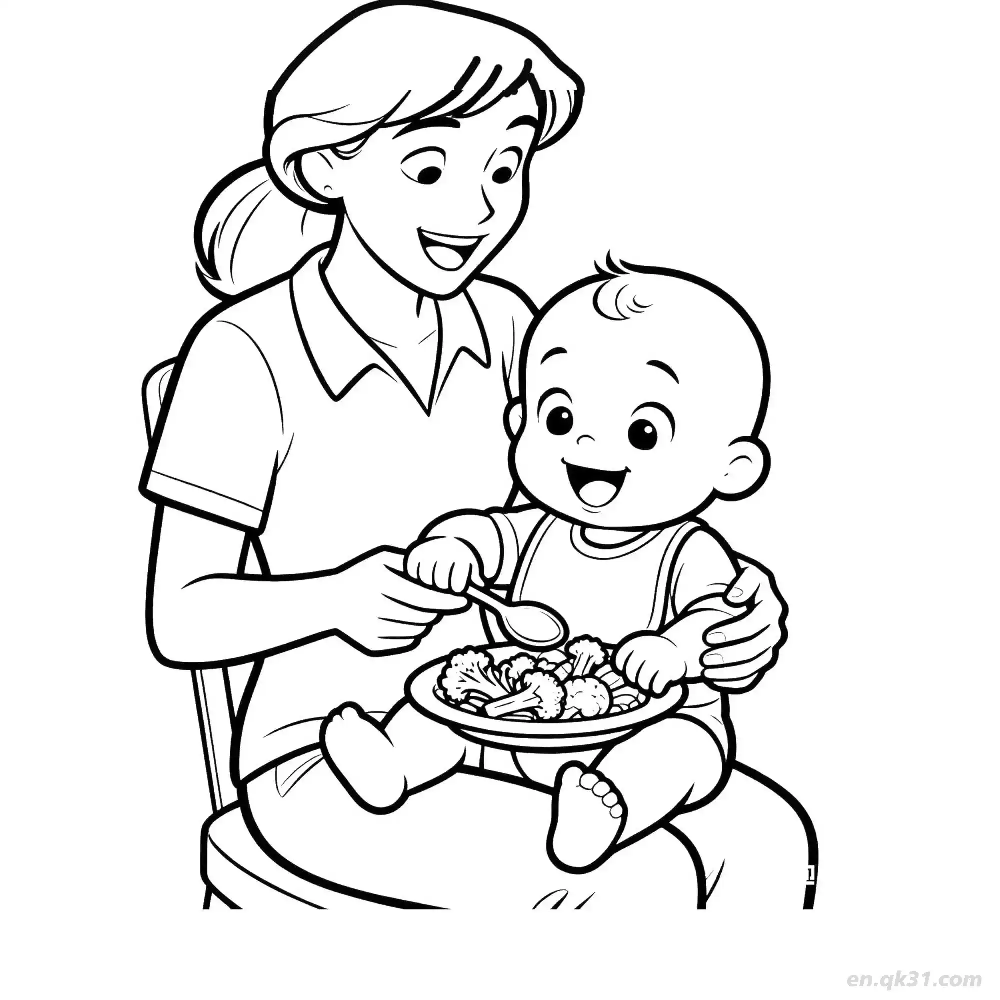 免费 妈妈喂婴儿 简笔画 素描 涂鸦 - 免费可打印 婴儿简笔画 下载PDF 简笔画涂色页