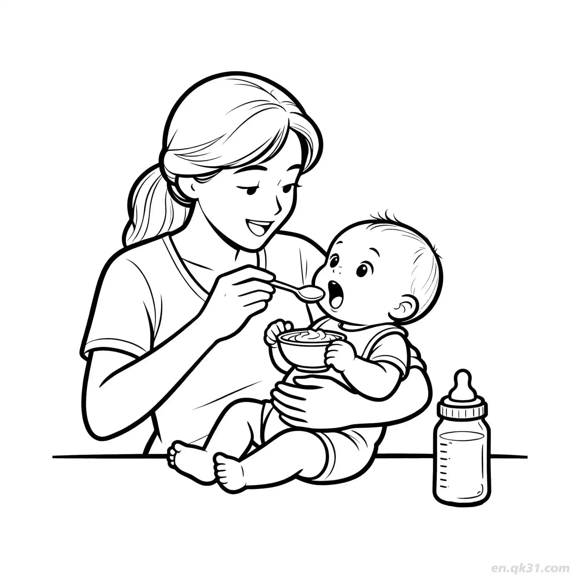 免费 妈妈喂婴儿 2简笔画 素描 涂鸦 - 免费可打印 婴儿简笔画 下载PDF 简笔画涂色页