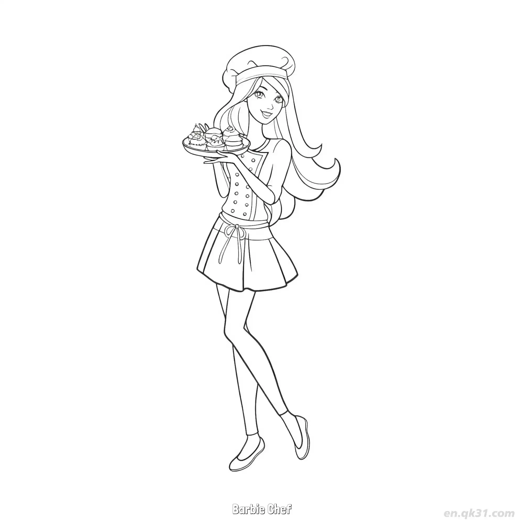 免费 厨师芭比 2简笔画 素描 涂鸦 - 免费可打印 芭比娃娃简笔画 下载PDF 简笔画涂色页