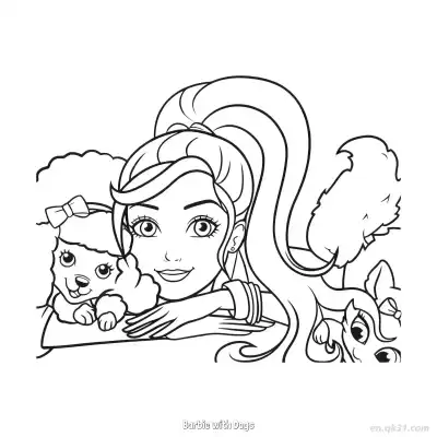 芭比和狗狗们 简笔画 素描 涂鸦 - 免费可打印 芭比娃娃简笔画 下载PDF – 免费可打印简笔画涂色画