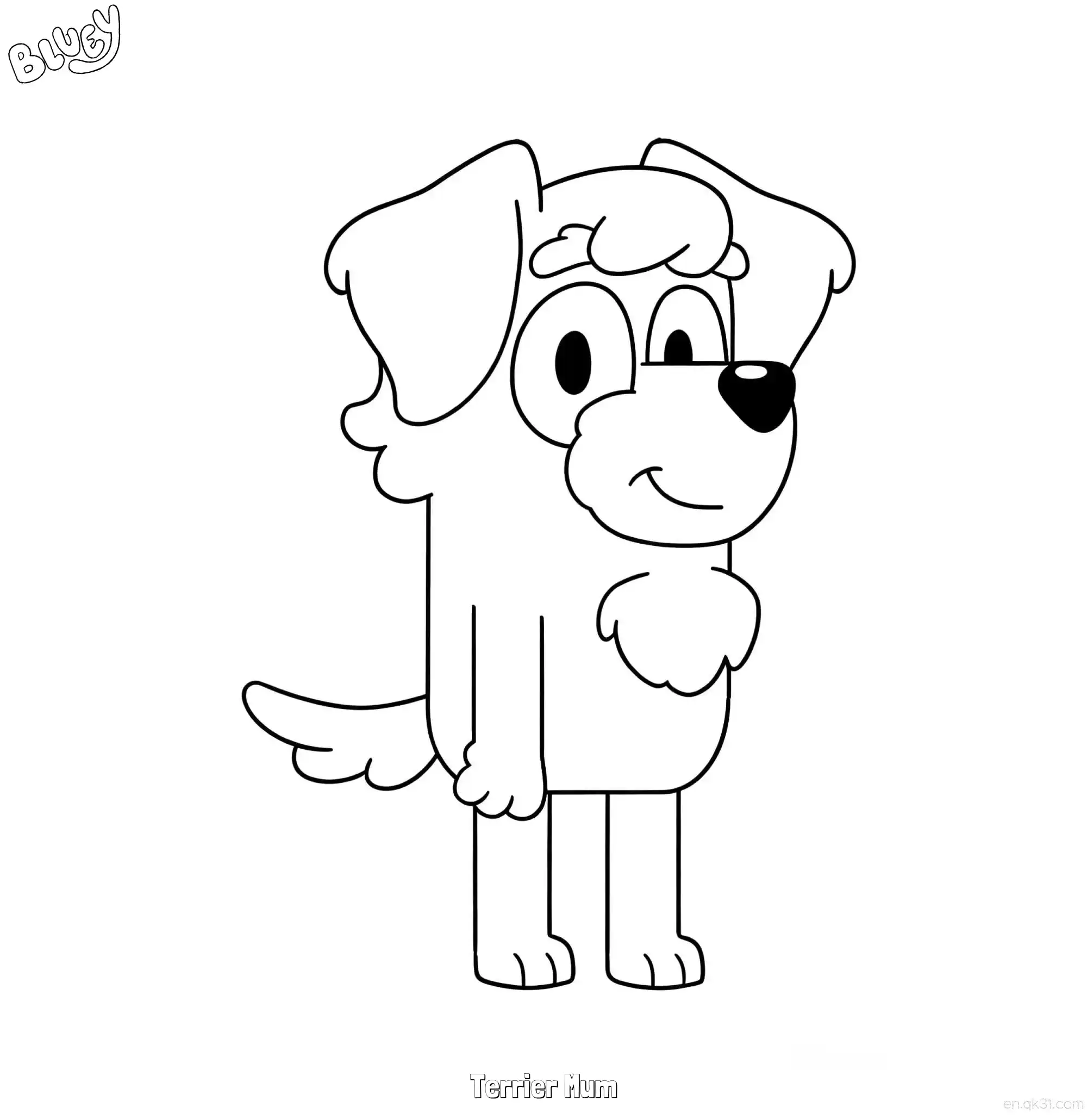 㹴犬妈妈 简笔画 素描 涂鸦 - 免费可打印布鲁伊 下载PDF简笔画涂色画 – 为儿童和成人提供的免费可打印简笔画涂色画
