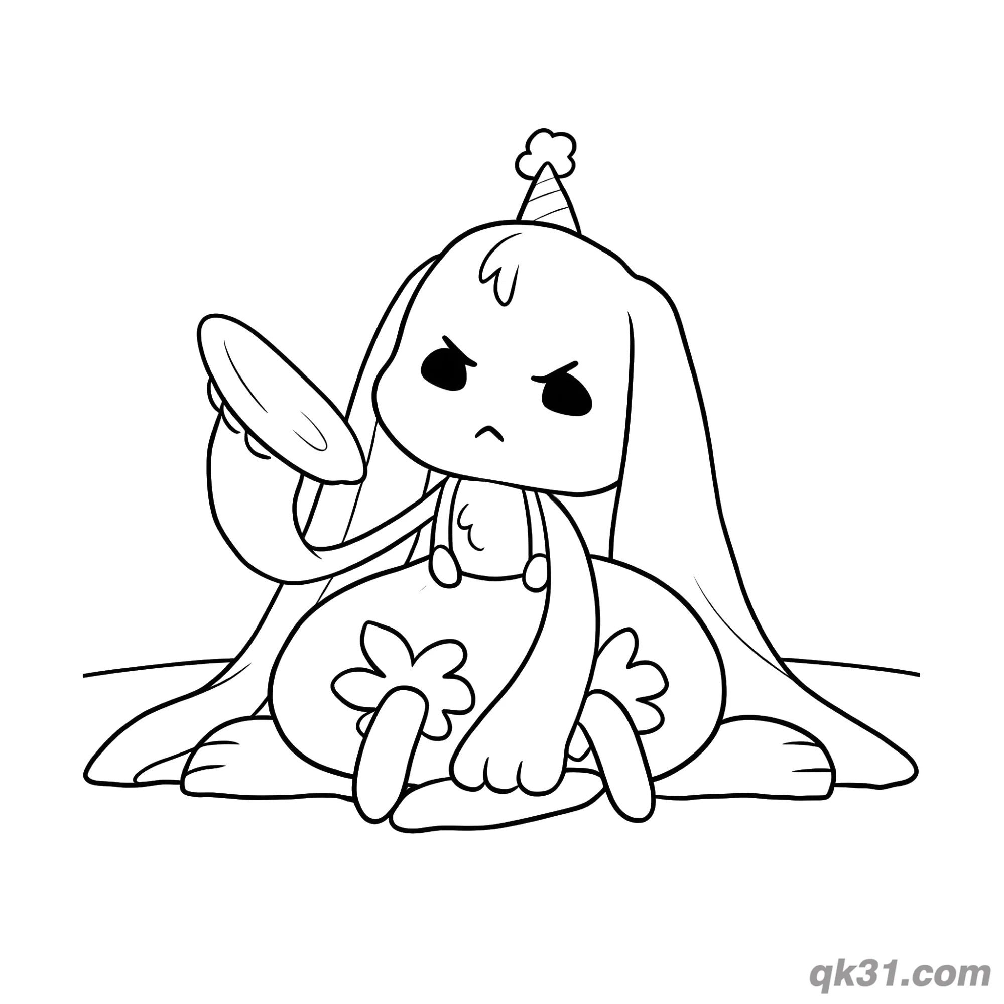 免费 愤怒的邦佐兔拿着钹简笔画涂色页 简笔画涂色页