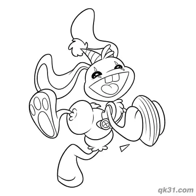 调皮邦佐兔拿钹奔跑简笔画涂色页 – 免费可打印简笔画涂色画