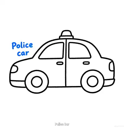 美国警车 41简笔画 素描 涂鸦 - 免费可打印国外警车 下载PDF – 免费可打印简笔画涂色画