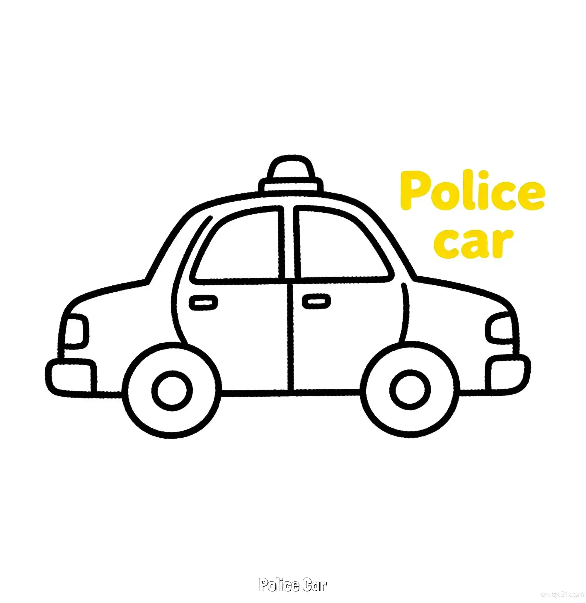 免费 美国警车 45简笔画 素描 涂鸦 - 免费可打印国外警车 下载PDF 简笔画涂色页