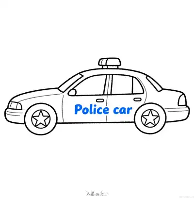 美国警车 5简笔画 素描 涂鸦 - 免费可打印国外警车 下载PDF – 免费可打印简笔画涂色画