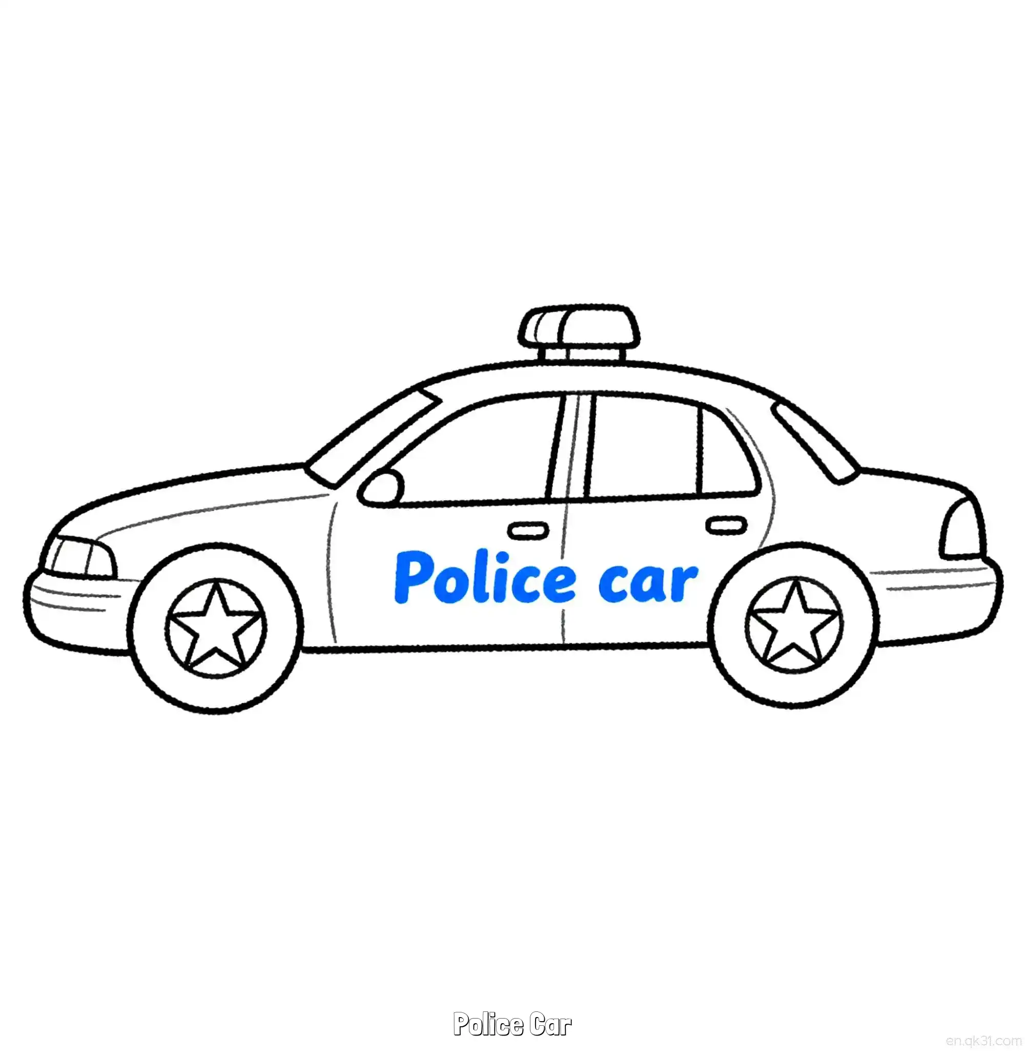 免费 美国警车 5简笔画 素描 涂鸦 - 免费可打印国外警车 下载PDF 简笔画涂色页