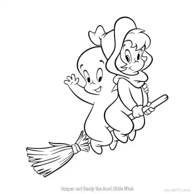 鬼马小精灵和善良小女巫温迪 2简笔画 素描 涂鸦 - 免费可打印 鬼马小精灵简笔画 下载PDF – 免费可打印简笔画涂色画