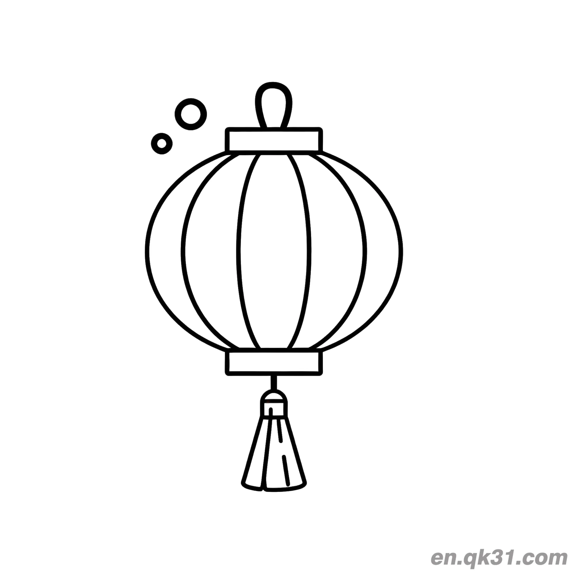 免费 中国新年涂色页：极简圆灯笼 简笔画涂色页