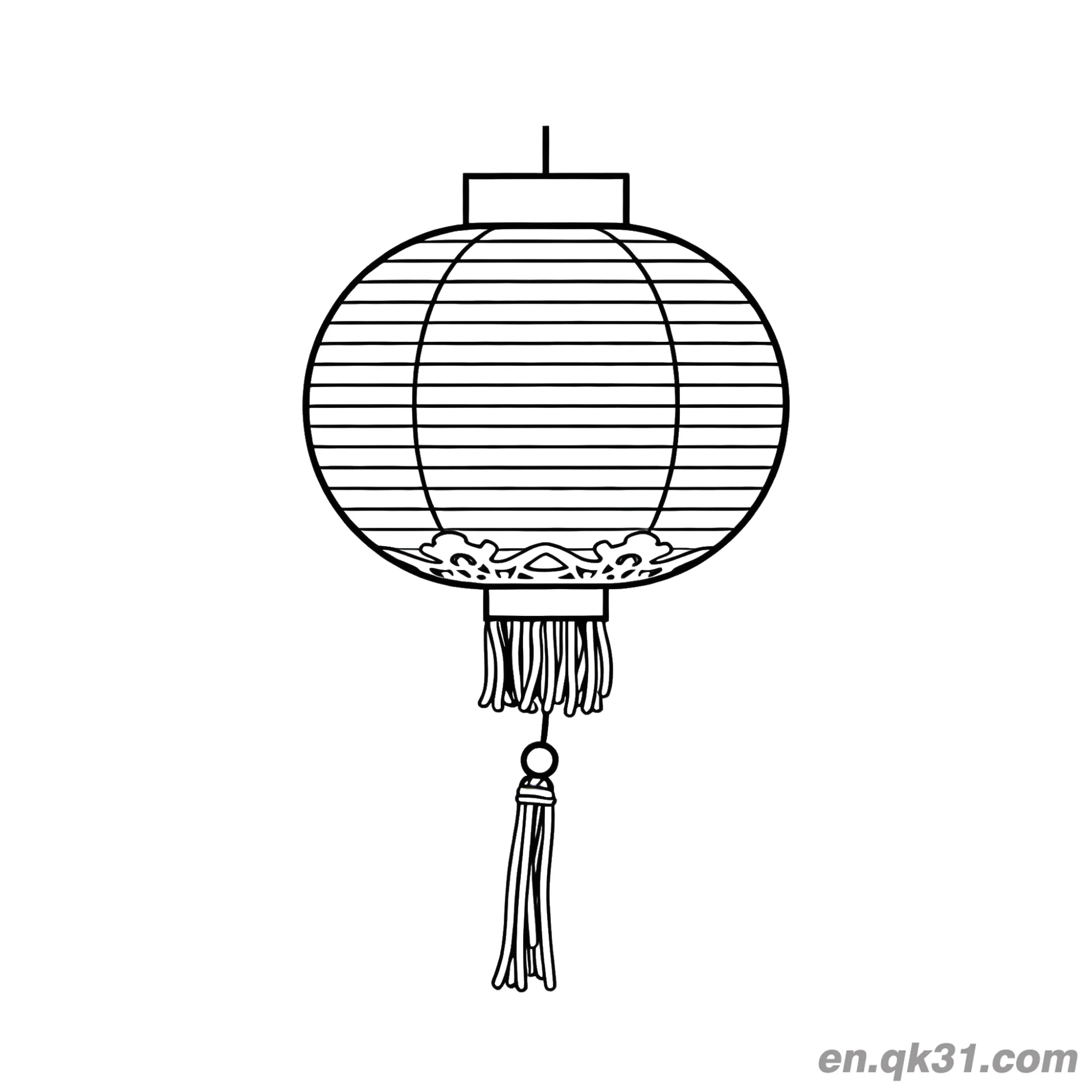 免费 中国新年涂色页：条纹灯笼 简笔画涂色页
