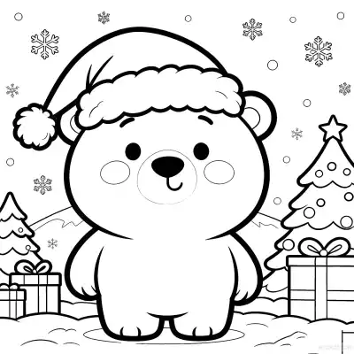 圣诞熊 2简笔画 素描 涂鸦 - 免费可打印圣诞节 下载PDF – 免费可打印简笔画涂色画
