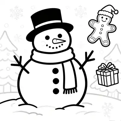 雪人 2简笔画 素描 涂鸦 - 免费可打印圣诞节 下载PDF – 免费可打印简笔画涂色画
