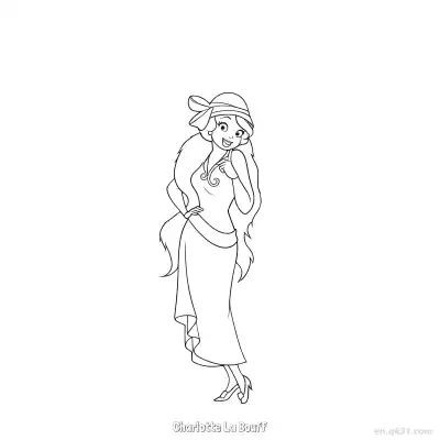 夏洛特·拉布夫 2简笔画 素描 涂鸦 - 免费可打印迪士尼 公主和青蛙 下载PDF – 免费可打印简笔画涂色画