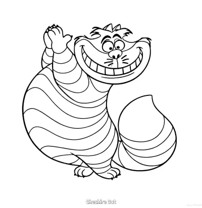 柴郡猫 1简笔画 素描 涂鸦 - 免费可打印爱丽丝梦游仙境 下载PDF – 免费可打印简笔画涂色画