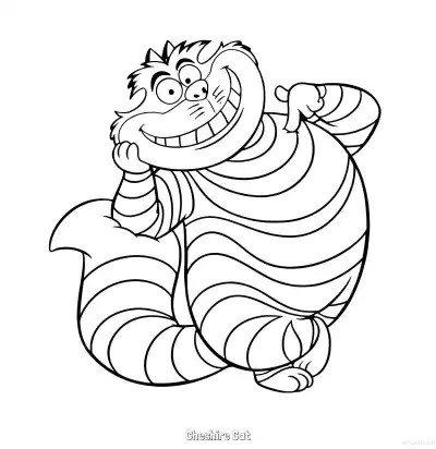 柴郡猫 10简笔画 素描 涂鸦 - 免费可打印爱丽丝梦游仙境 下载PDF – 免费可打印简笔画涂色画