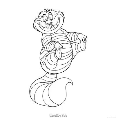 柴郡猫 2简笔画 素描 涂鸦 - 免费可打印爱丽丝梦游仙境 下载PDF – 免费可打印简笔画涂色画