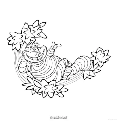 柴郡猫 5简笔画 素描 涂鸦 - 免费可打印爱丽丝梦游仙境 下载PDF – 免费可打印简笔画涂色画