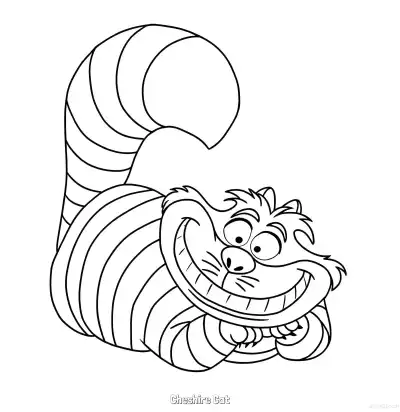 柴郡猫 9简笔画 素描 涂鸦 - 免费可打印爱丽丝梦游仙境 下载PDF – 免费可打印简笔画涂色画