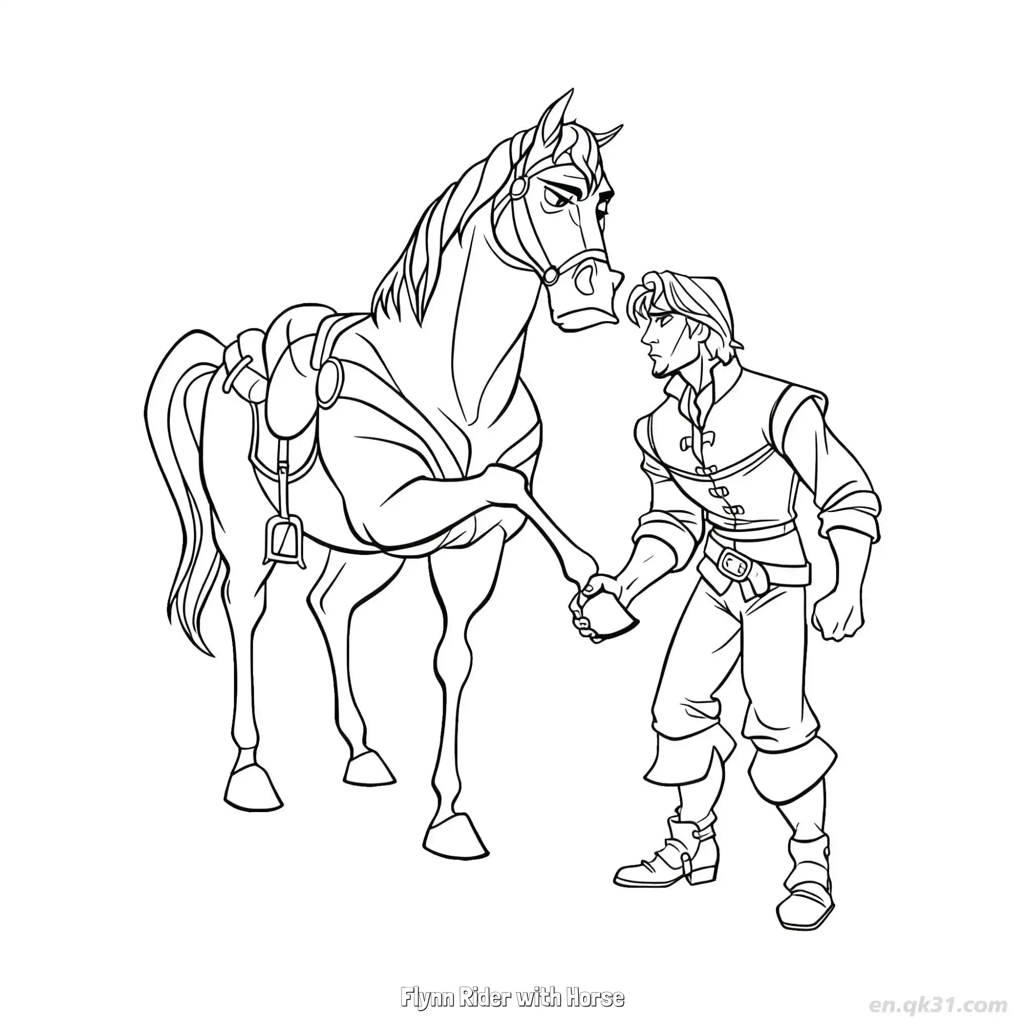 免费 弗林·莱德与马克西姆斯握手简笔画涂色页 简笔画涂色页