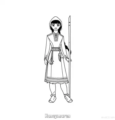 霍妮玛伦简约斗篷全身涂色页 – 免费可打印简笔画涂色画