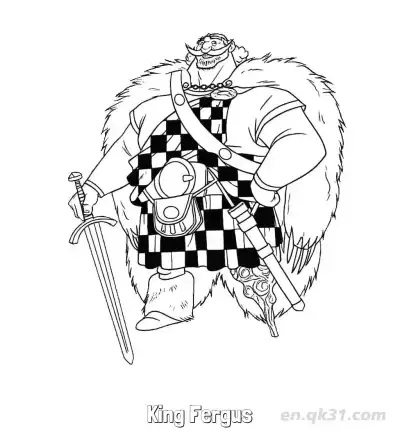 持剑的弗格斯国王涂色页 – 免费可打印简笔画涂色画