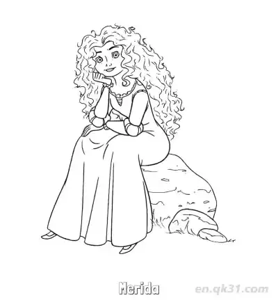 迪士尼梅莉达公主涂色画稿 – 免费可打印简笔画涂色画