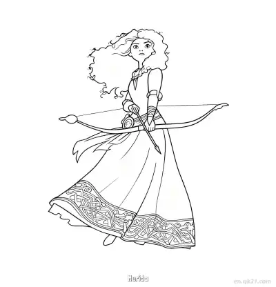 梅莉达公主动态射箭涂色页 – 免费可打印简笔画涂色画