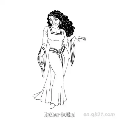 葛索妈妈红衣优雅站姿简笔画涂色页 – 免费可打印简笔画涂色画