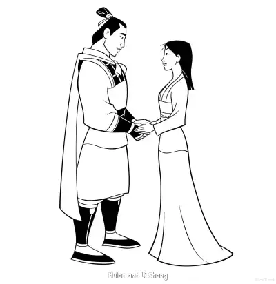 花木兰和李翔 3简笔画 素描 涂鸦 - 免费可打印花木兰 下载PDF – 免费可打印简笔画涂色画