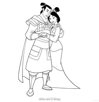 花木兰和李翔 4简笔画 素描 涂鸦 - 免费可打印花木兰 下载PDF – 免费可打印简笔画涂色画