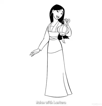 花木兰提灯笼 简笔画 素描 涂鸦 - 免费可打印花木兰 下载PDF – 免费可打印简笔画涂色画