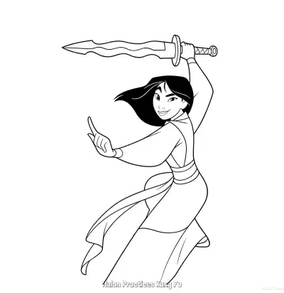 花木兰练功夫 2简笔画 素描 涂鸦 - 免费可打印花木兰 下载PDF – 免费可打印简笔画涂色画