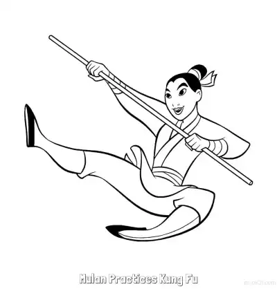 花木兰练功夫 4简笔画 素描 涂鸦 - 免费可打印花木兰 下载PDF – 免费可打印简笔画涂色画
