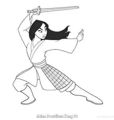 花木兰练功夫 5简笔画 素描 涂鸦 - 免费可打印花木兰 下载PDF – 免费可打印简笔画涂色画