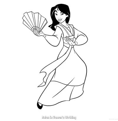 花木兰穿女装 10简笔画 素描 涂鸦 - 免费可打印花木兰 下载PDF – 免费可打印简笔画涂色画