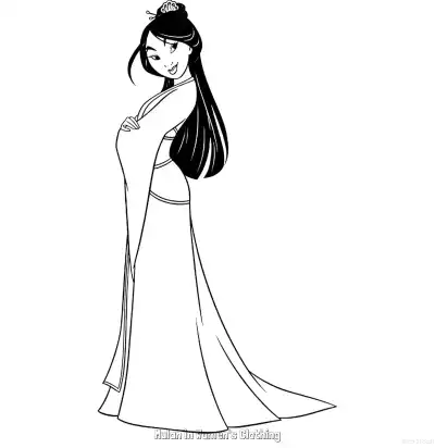 花木兰穿女装 5简笔画 素描 涂鸦 - 免费可打印花木兰 下载PDF – 免费可打印简笔画涂色画