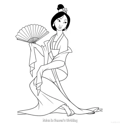 花木兰穿女装 8简笔画 素描 涂鸦 - 免费可打印花木兰 下载PDF – 免费可打印简笔画涂色画