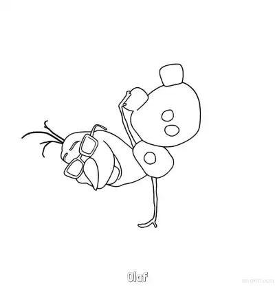 雪宝倒立俏皮涂色页 – 免费可打印简笔画涂色画