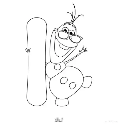 雪宝戴墨镜拿滑板涂色页 – 免费可打印简笔画涂色画