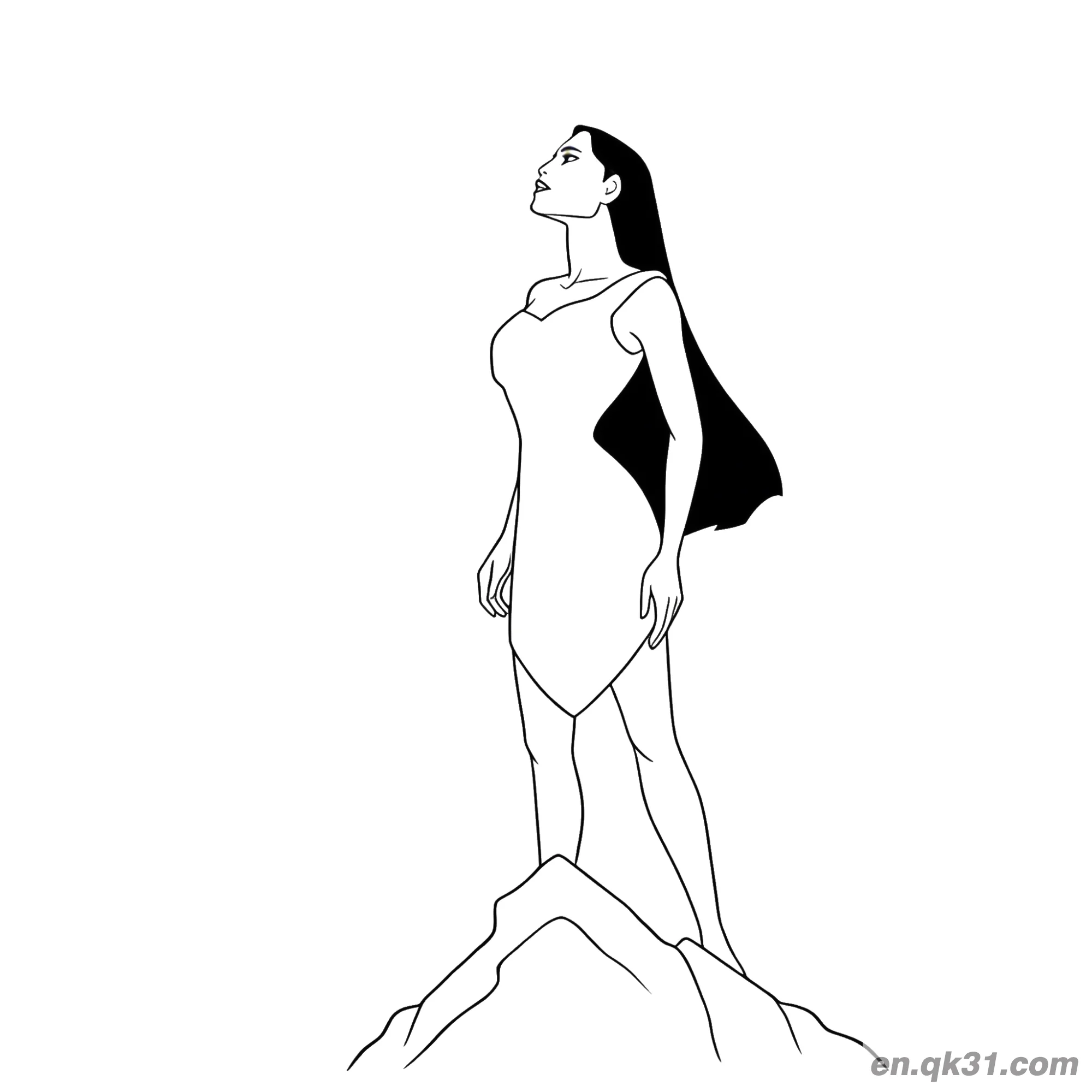 免费 宝嘉康蒂山巅远望 简笔画涂色页
