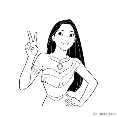 宝嘉康蒂和平手势 – 免费可打印简笔画涂色画